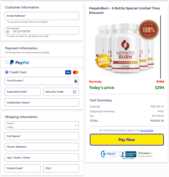 HepatoBurn Checkout Page